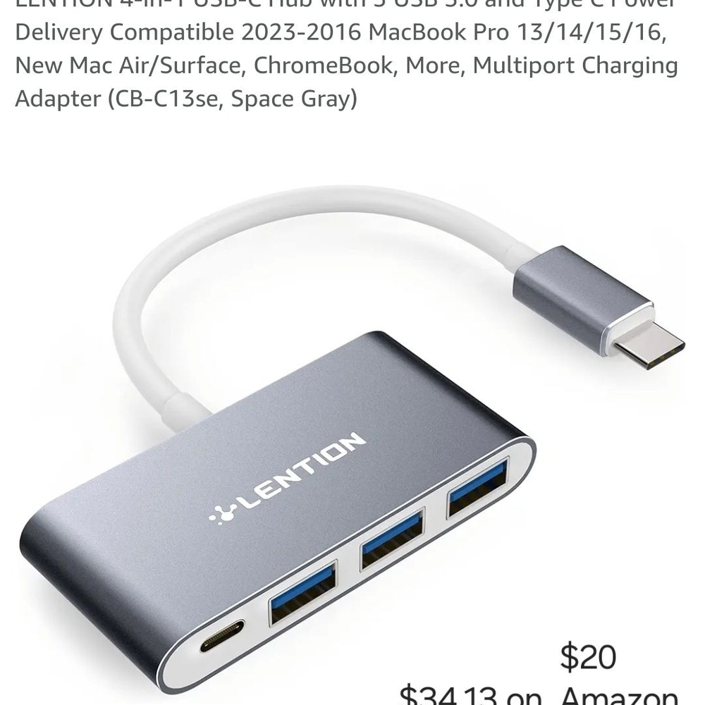 USB-C Hub with Multiple USB 3.0 Ports & Power Delivery - Space Gray
